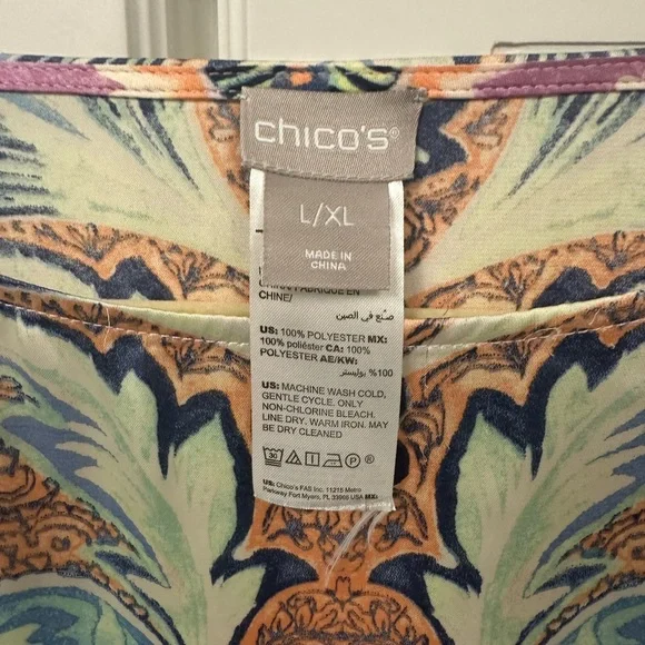 Chico’s Medallion Poncho Kaftan Popover Pastels Pink Blue Size-Large/X-Large - Picture 4 of 5